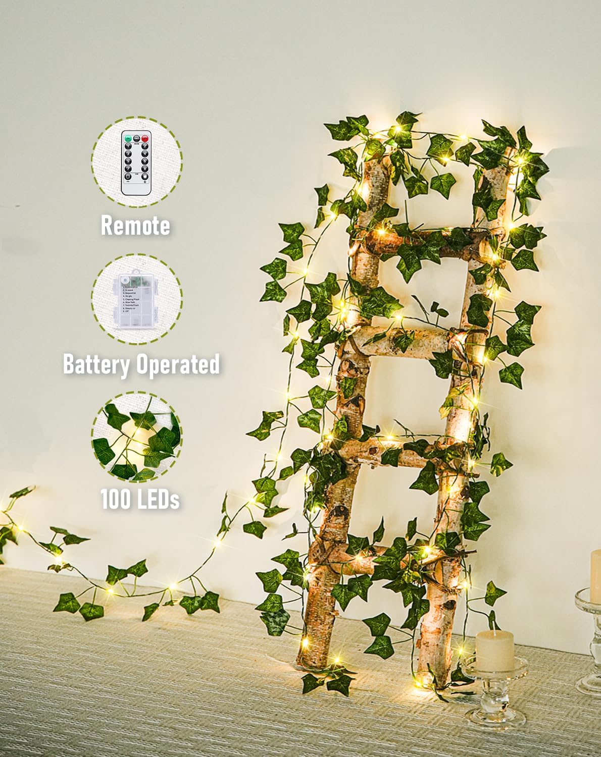 Plushyfe™ EverGlow – 3m Silk Creeper Leaf String Lights