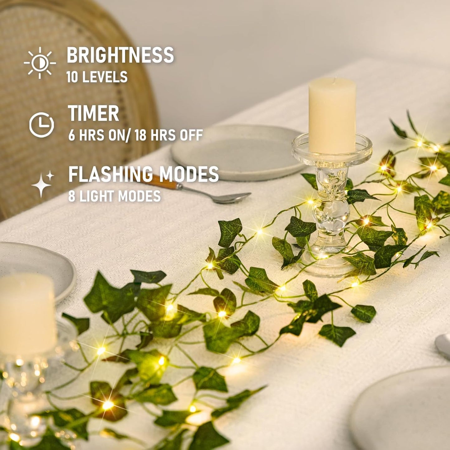 Plushyfe™ EverGlow – 3m Silk Creeper Leaf String Lights