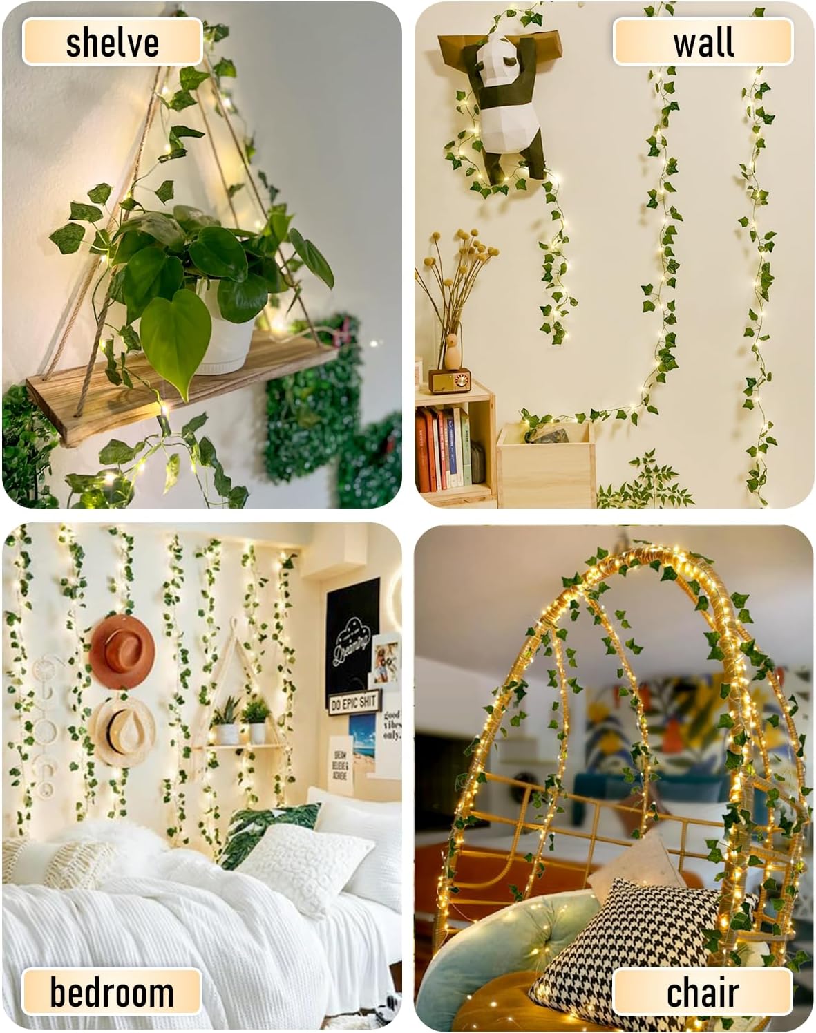 Plushyfe™ EverGlow – 3m Silk Creeper Leaf String Lights